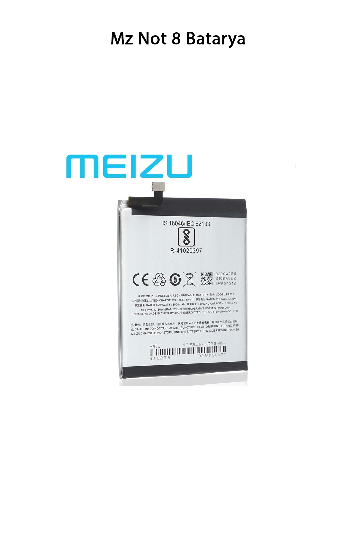 Meizu Not 8 Telefonlarla Uyumlu Batarya 3600 mAh