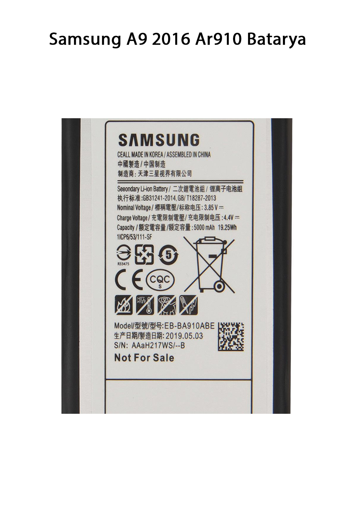 Samsung A9 2016 Ar910 Telefonlarla Uyumlu Batarya 5000 mAh