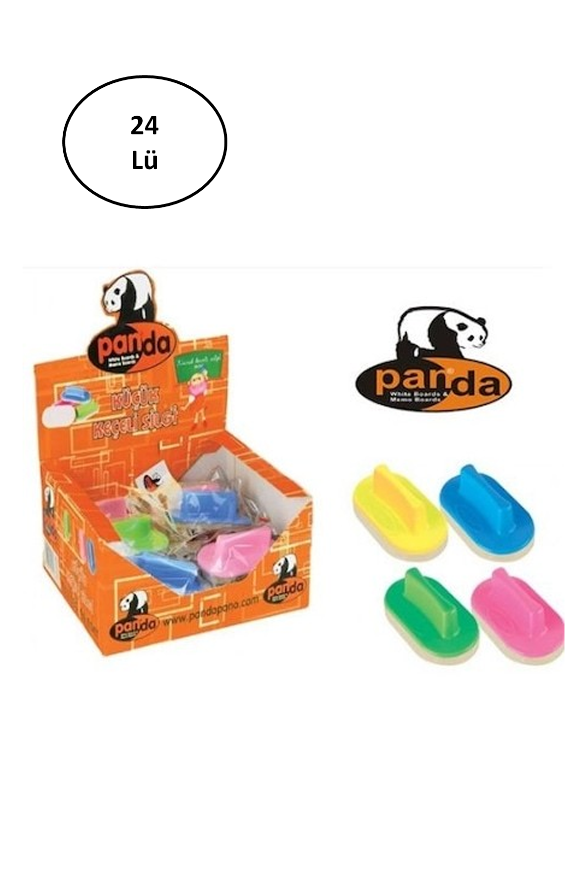 Panda Tahta Silgisi Keçeli Küçük 24\'lü