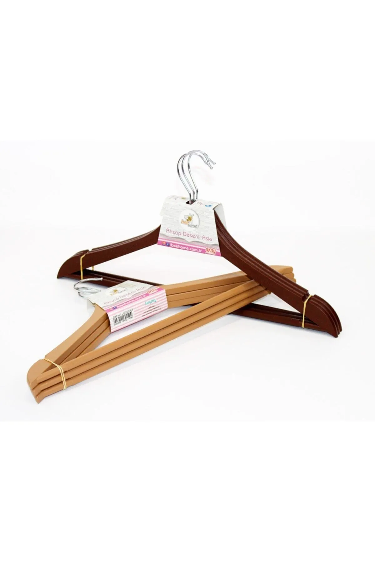 Ahşap Görünümlü Plastik Elbise Askısı 3 Lü Erc Yapı Market-AK439