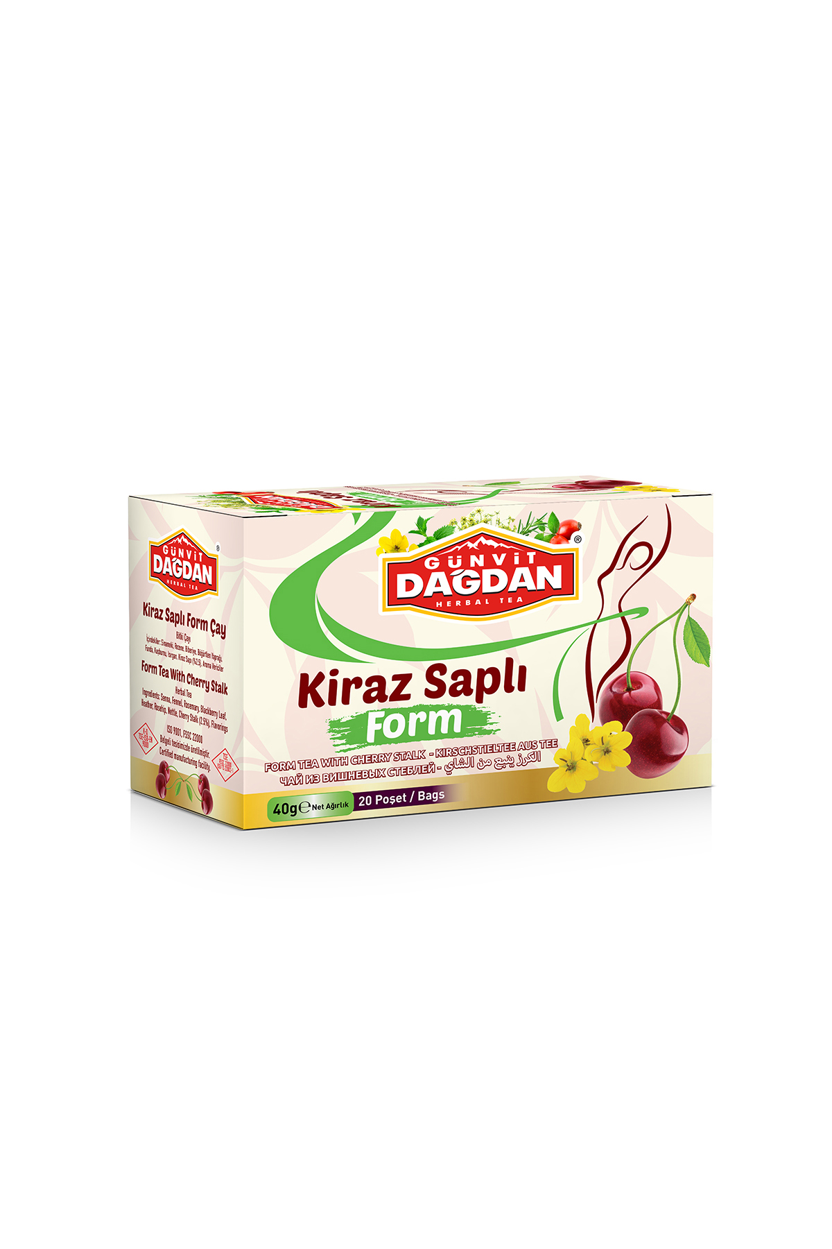 Kiraz Saplı Form Çayı Bardak Poşet 20’li