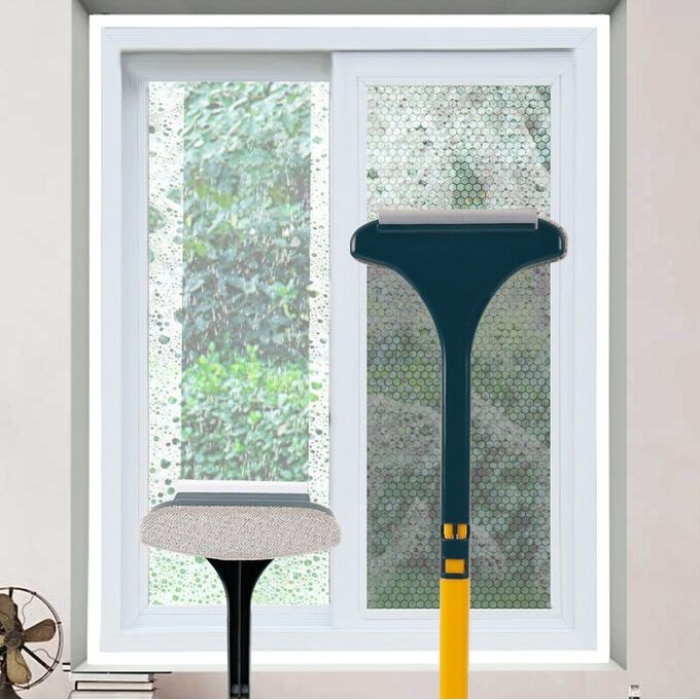 2 İn 1 Çekçekli Cam Silme Ve Toz Alma Pencere Teli Temizleme Aparatı