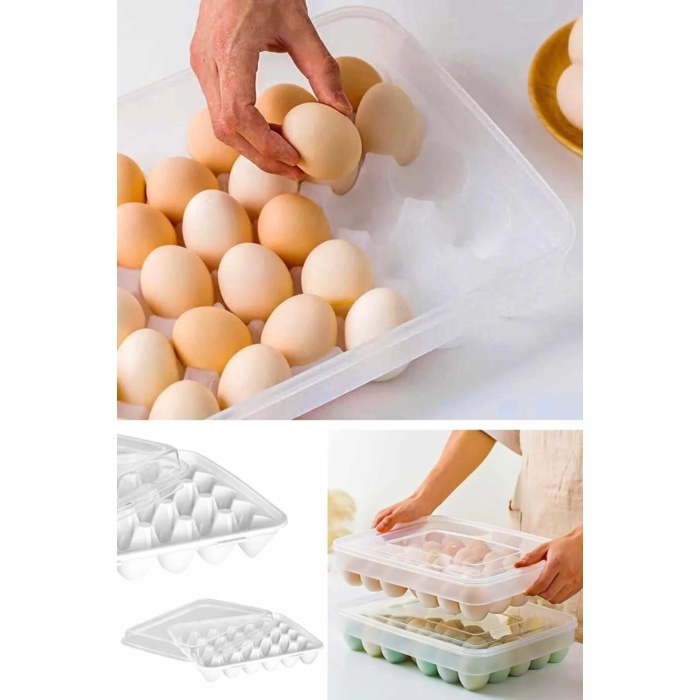 30 Yumurta Kapasiteli Yumurta Saklama Kabı -Kapaklı Pratik Yumurta Saklama Kutusu-Yumurta Organizeri