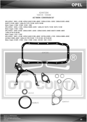 ALT TAKIM CONTA SETİ CORSA B 9302 ASTRA F 9298 COMBO B 9302 C14NZ - X14SZ - C14SE - 14NV - 14SE - X14NZ - 12NZ - C12NZ - X12SZ