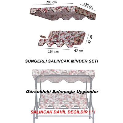 İngiliz 3 kişilik Salıncak Minderi Yedek Bahçe Salıncağı Minderi Süngerli