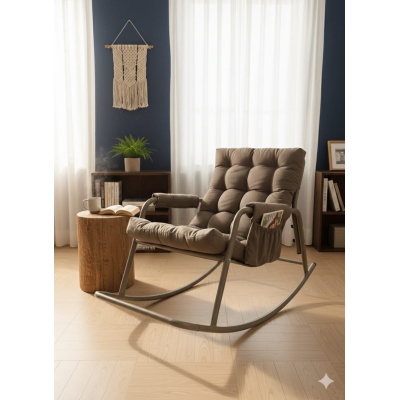 Roket Sallanan Sandalye, Minderli Dinlenme Koltuğu  Sallanır Koltuk Berjer Kahverengi