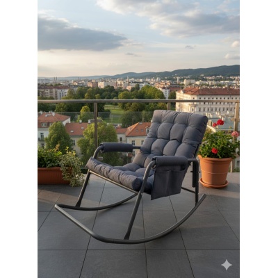 Roket Sallanan Sandalye, Minderli Dinlenme Koltuğu  Sallanır Koltuk Berjer Antrasit