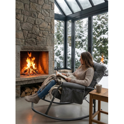 Roket Sallanan Sandalye, Minderli Dinlenme Koltuğu Sallanır Koltuk Berjer Antrasit