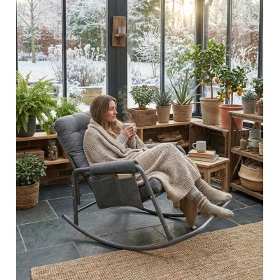 Roket Sallanan Sandalye, Minderli Dinlenme Koltuğu Sallanır Koltuk Berjer Antrasit