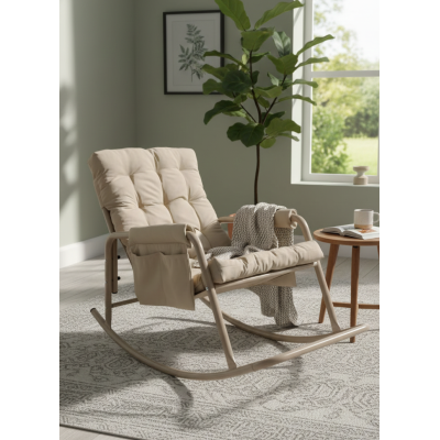 Roket Sallanan Sandalye, Minderli Dinlenme Koltuğu Sallanır Koltuk Berjer Cappucino