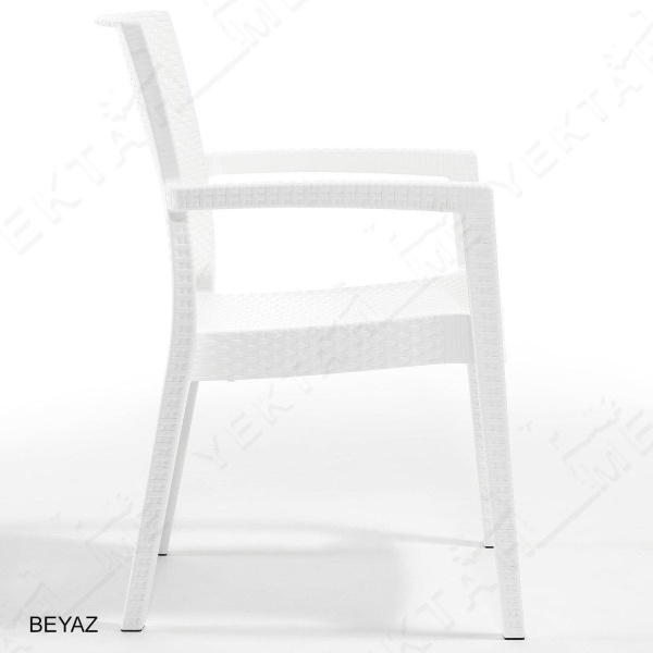 Novussi Liverno Rattan Masa Koltuk Takımı 90x150 Camlı Beyaz