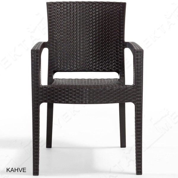 Novussi liverno Rattan Masa Takımı Bahçe Takımı 90x150 Kahverengi