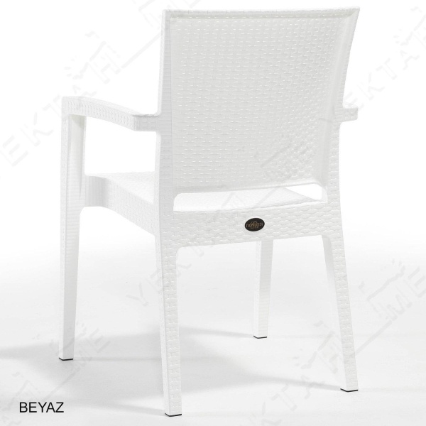 Novussi Paris Rattan Koltuk Bahçe Sandalyesi  Beyaz 6 Adet