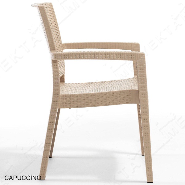Novussi Paris Rattan Koltuk Bahçe Sandalyesi Cappucino 4 Adet
