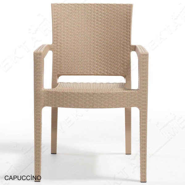Novussi Paris Rattan Koltuk Bahçe Sandalyesi Cappucino 4 Adet