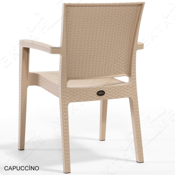 Novussi Paris Rattan Koltuk Bahçe Sandalyesi Cappucino 4 Adet
