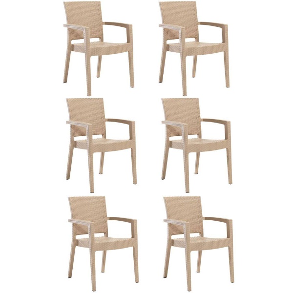 Novussi Paris Rattan Koltuk Bahçe Sandalyesi Cappucino 6 Adet