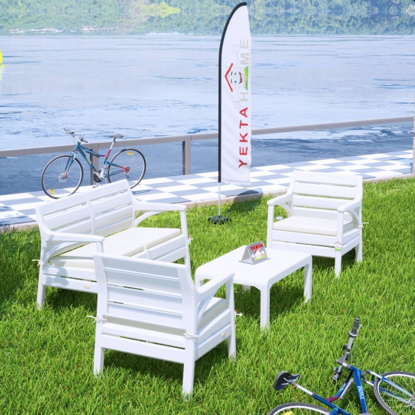 Holiday Miami Bahçe Takımı Balkon Seti Bahçe Mobilyası Beyaz