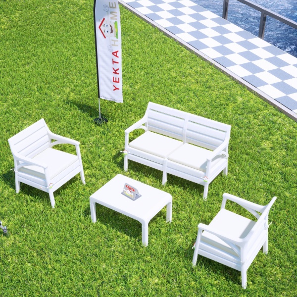 Holiday Miami Bahçe Takımı Balkon Seti Bahçe Mobilyası Beyaz