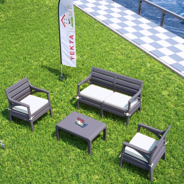 Holiday Miami Bahçe Takımı Balkon Seti Bahçe Mobilyası Çöl Gri