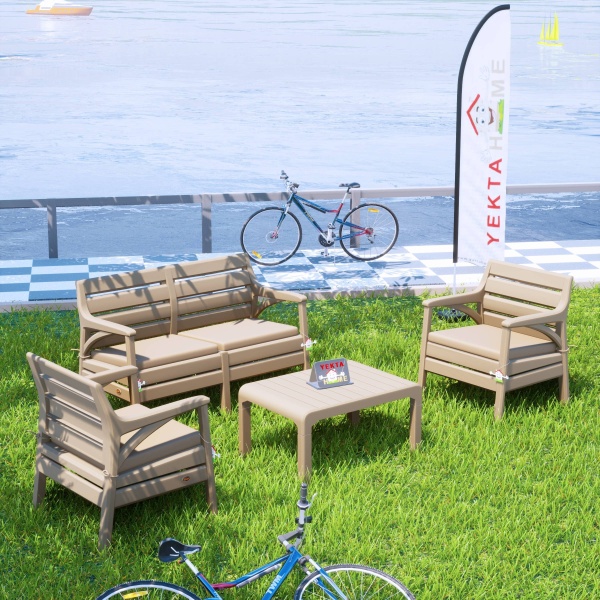 Holiday Miami Bahçe Takımı Balkon Seti Bahçe Mobilyası Cappucino