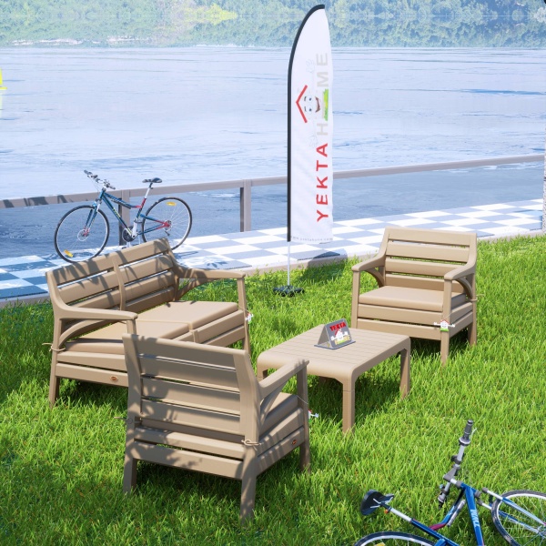 Holiday Miami Bahçe Takımı Balkon Seti Bahçe Mobilyası Cappucino