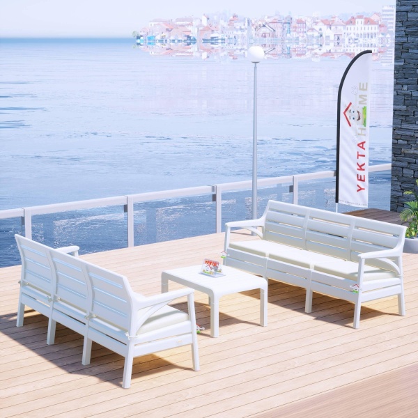 Holiday Milano Bahçe Takımı Oturma Grubu Balkon Seti Beyaz