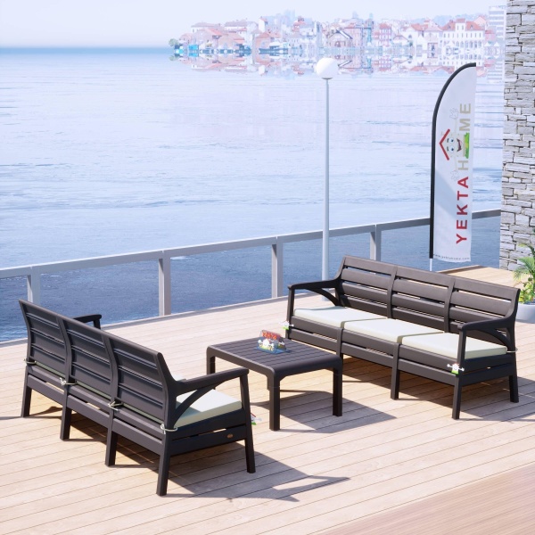 Holiday Milano Bahçe Takımı Oturma Grubu Balkon Seti Kahverengi