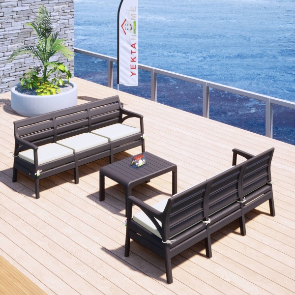 Holiday Milano Bahçe Takımı Oturma Grubu Balkon Seti Kahverengi