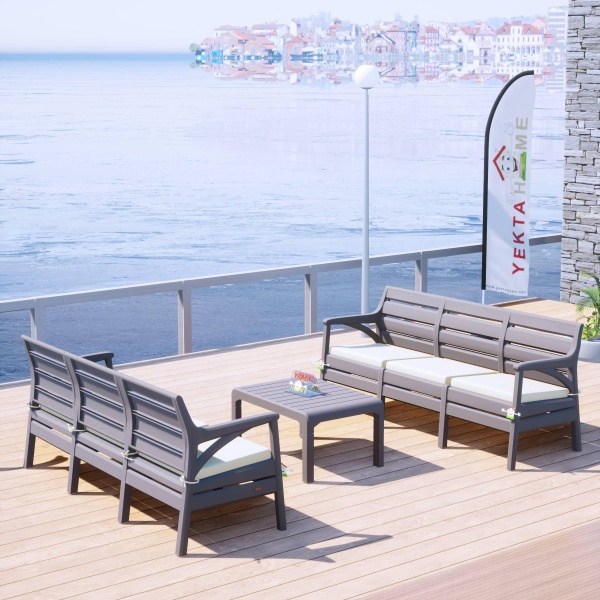 Holiday Milano Bahçe Takımı Oturma Grubu Balkon Seti Çöl Gri