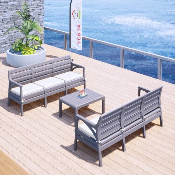 Holiday Milano Bahçe Takımı Oturma Grubu Balkon Seti Çöl Gri