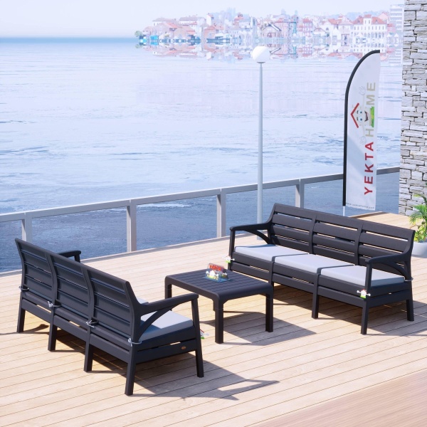 Holiday Milano Bahçe Takımı Oturma Grubu Balkon Seti Antrasit