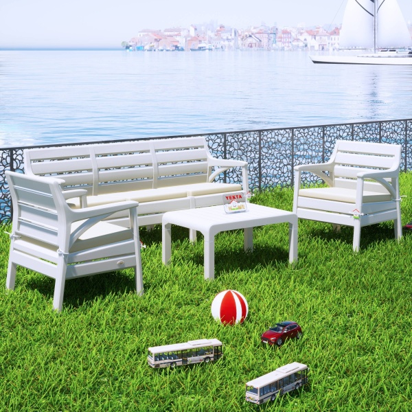Holiday Hawai Oturma Grubu Bahçe Ve Balkon Koltuk Takımı Beyaz