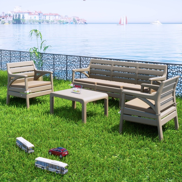 Holiday Hawai Bahçe Mobilyası Oturma Grubu Balkon Koltuk Takımı Cappucino