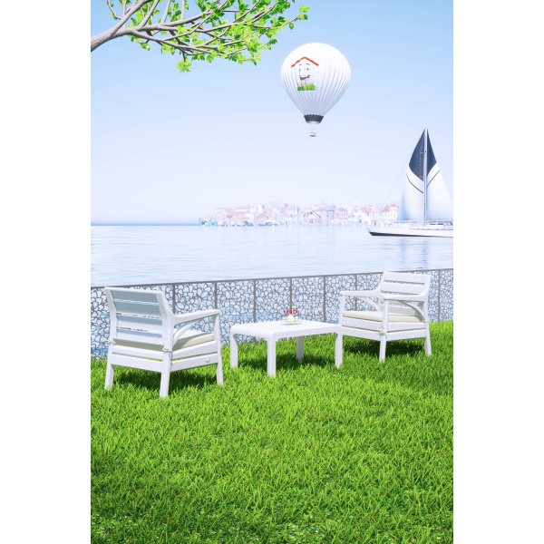 Holiday Barcelona Bahçe Mobilyası Oturma Grubu Balkon Seti Koltuk Takımı Beyaz