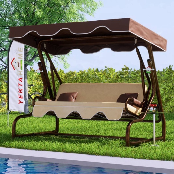 Yekta Çeşme 3 Kişilik Bahçe Salıncağı Balkon Teras Salıncak 200 cm