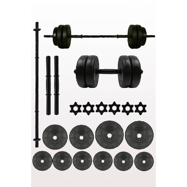 45 Kg Halter Seti Dambıl Seti Ağırlık Seti Vinyl Kaplama Vidalı Bar