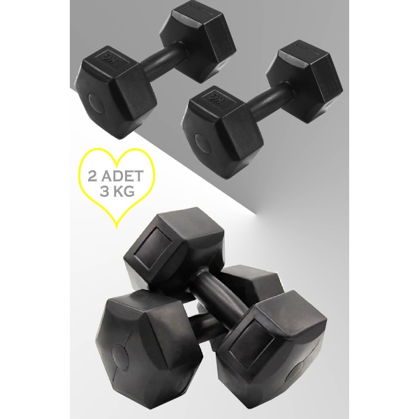 3 Kg X 2 Adet 6 Kg Dambıl Seti Ağırlık Vücut Geliştirme Siyah