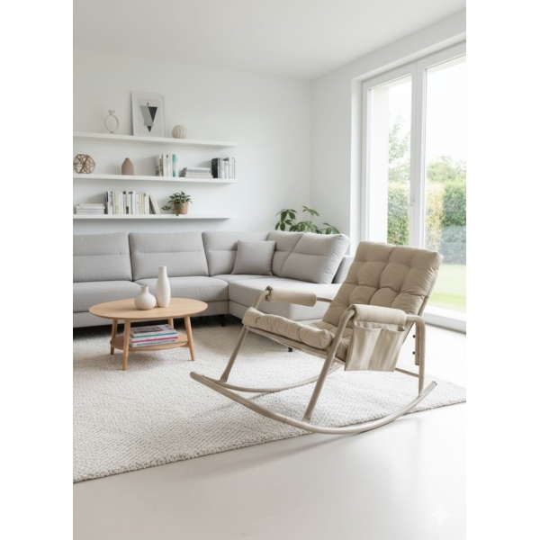 Roket Sallanan Sandalye, Minderli Dinlenme Koltuğu  Sallanır Koltuk Berjer Cappucino