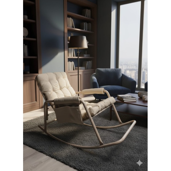 Roket Sallanan Sandalye, Minderli Dinlenme Koltuğu  Sallanır Koltuk Berjer Cappucino