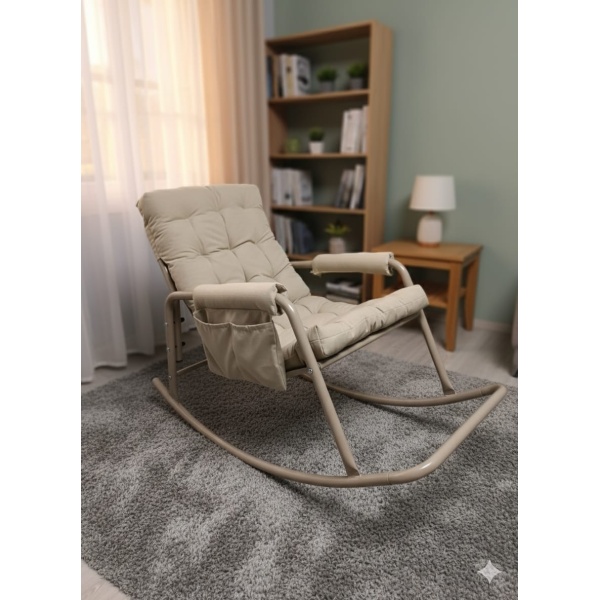 Roket Sallanan Sandalye, Minderli Dinlenme Koltuğu  Sallanır Koltuk Berjer Cappucino