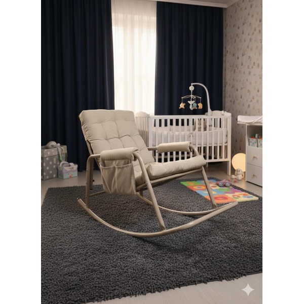 Roket Sallanan Sandalye, Minderli Dinlenme Koltuğu  Sallanır Koltuk Berjer Cappucino