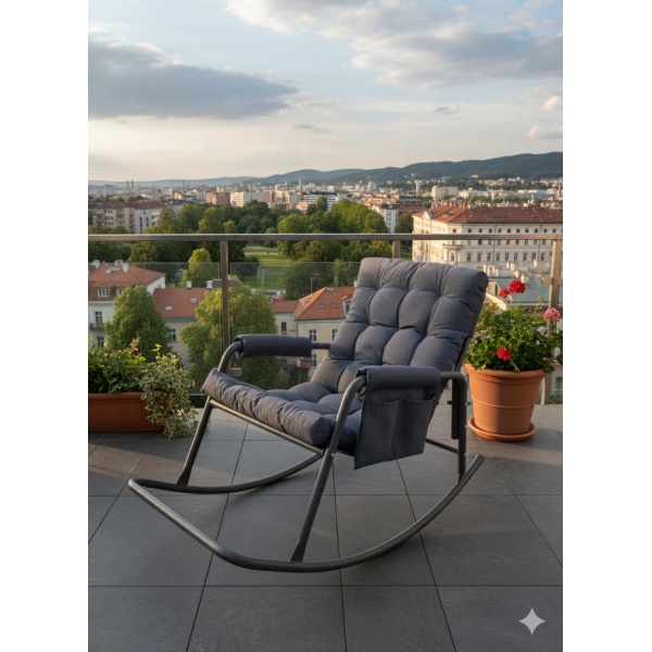 Roket Sallanan Sandalye, Minderli Dinlenme Koltuğu  Sallanır Koltuk Berjer Antrasit