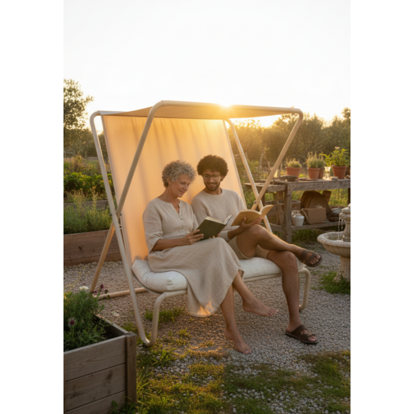 Vela Bahçe Koltuğu & Gölgelikli Balkon Sandalyesi – Katlanabilir Şezlong Koltuk