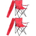 Msyeer Çantalı Kamp Sandalyesi Plaj Piknik Koltuk Kırmızı 2 Adet