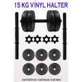15 Dambıl Seti Halter Seti Ağırlık Seti Vinyl Kaplama Vidalı Bar