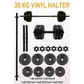 35 Kg Halter Seti  Dambıl Seti Vinyl Kaplama Vidalı Bar