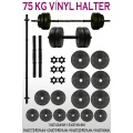 75 Kg Halter Seti Dambıl Seti Ağırlık Seti Vinyl Kaplama Vidalı Bar