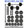 85 Kg Halter Seti Dambıl Seti Ağırlık Seti Vinyl Kaplama Vidalı Bar