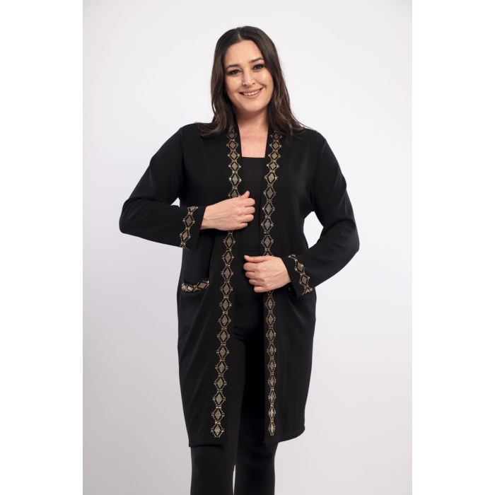 Soft Kumaş Taş Süsleme Hırka - Model:0892